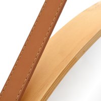 Okrúhle zrkadlo na pásku LOFT 50 cm s dreveným rámom - svetlo hnedé