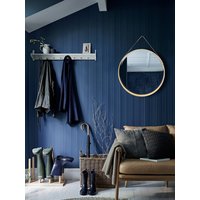 Okrúhle zrkadlo na pásku LOFT 50 cm s dreveným rámom - svetlo hnedé