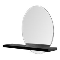 Oválne zrkadlo LOFT 35x30 cm s čiernou policou 45 cm