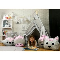 Detský stan TEEPEE (TÍPÍ) LUXURY s doplnkami - RUŽOVÁ ZOO