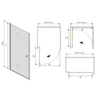 Sprchové dvere MEXEN PRETORIA black 90 cm