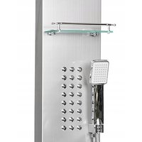 Sprchový rohový panel CASCADA 5v1 - s termostatom a výtokom do vane - chrómový matný