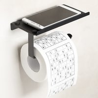 Držiak toaletného papiera s poličkou - kovový - čierny