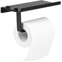 Držiak toaletného papiera s poličkou - kovový - čierny
