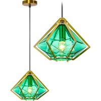 Stropné svietidlo EMERALD DIAMOND - kov / sklo - zlaté / zelené