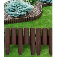 Záhradný obrubník v tvare dreveného plota - hnedý - 8 ks - 230 cm