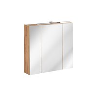 Kúpeľňová závesná skrinka KAPA 80 cm dub zlatý - so zrkadlom
