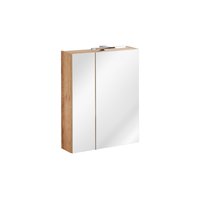Kúpeľňová závesná skrinka KAPA 60 cm dub zlatý - so zrkadlom