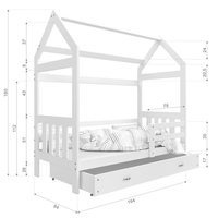 Detská Domčekové posteľ DOMČEK P - 160x80 cm - biela