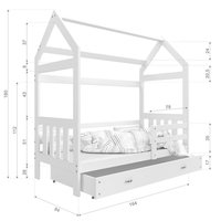 Detská domčeková posteľ DOMEK P - 160x80 cm - biela