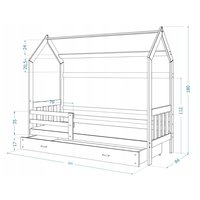 Detská Domčekové posteľ DOMČEK P - 190x80 cm - borovica