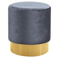Taburet VELVET - sivý / zlatý - látka / MDF