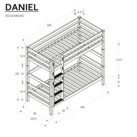 Detská poschodová posteľ z MASÍVU BUK - DANIEL 200x90cm - biela