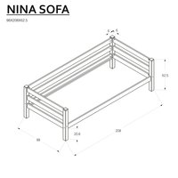 Detská posteľ z masívu BUK - NINA 200x90cm - prírodná