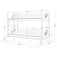 Detská poschodová posteľ so zásuvkou MAX R - 200x90 cm - modro-biela - vláčik