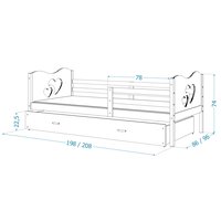 Detská posteľ s prístelkou MAX W - 190x80 cm - ružovo-biela - motýle