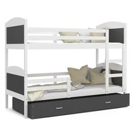 Detská poschodová posteľ so zásuvkou MATTEO - 160x80 cm - šedo-biela