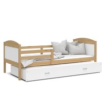 Detská posteľ s prístelkou MATTEO 2 - 200x90 cm - biela / borovica