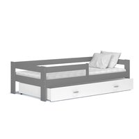 Detská posteľ so zásuvkou HUGO V - 160x80 cm - bielo / šedá