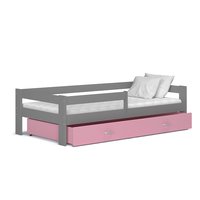 Detská posteľ so zásuvkou HUGO V - 190x80 cm - ružovo-šedá