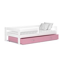 Detská posteľ so zásuvkou HUGO V - 160x80 cm - ružovo-biela