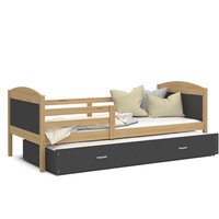 Detská posteľ s prístelkou MATTEO 2 - 190x80 cm - sivá / borovica