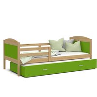 Detská posteľ s prístelkou MATTEO 2 - 190x80 cm - zelená / borovica