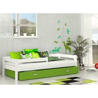Detská posteľ so zásuvkou HUGO V - 160x80 cm - zeleno-biela