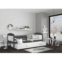 Detská posteľ s prístelkou MATTEO 2 - 200x90 cm - bielo-šedá