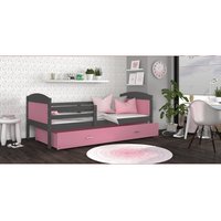 Detská posteľ so zásuvkou MATTEO - 190x80 cm - ružovo-šedá