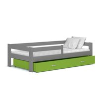 Detská posteľ so zásuvkou HUGO V - 160x80 cm - zeleno-šedá