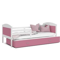 Detská posteľ s prístelkou MATTEO 2 - 190x80 cm - ružovo-biela