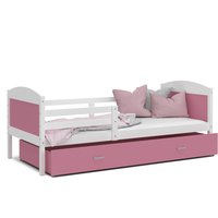 Detská posteľ so zásuvkou MATTEO - 190x80 cm - ružovo-biela