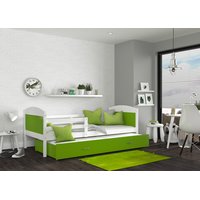 Detská posteľ s prístelkou MATTEO 2 - 190x80 cm - zeleno-biela