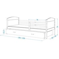 Detská posteľ s prístelkou MATTEO 2 - 190x80 cm - modro-biela