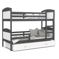 Detská poschodová posteľ so zásuvkou MATTEO - 200x90 cm - bielo-šedá