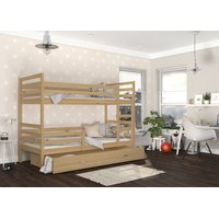Detská poschodová posteľ so šuplíkom JACKIE - 190x80 cm - borovica + matrac ZADARMO