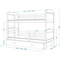 Detská poschodová posteľ so zásuvkou MATTEO - 200x90 cm - modro-biela