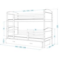 Detská poschodová posteľ so zásuvkou MATTEO - 200x90 cm - modro-biela