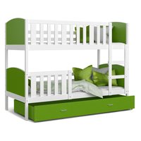 Detská poschodová posteľ so zásuvkou TAMI Q - 160x80 cm - zeleno-biela