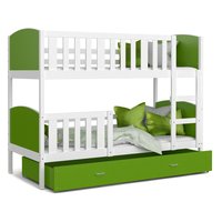 Detská poschodová posteľ so zásuvkou TAMI Q - 200x90 cm - zeleno-biela