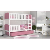 Detská poschodová posteľ so zásuvkou TAMI Q - 160x80 cm - ružovo-biela