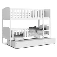 Detská poschodová posteľ s prístelkou TAMI Q - 200x90 cm - biela