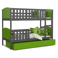 Detská poschodová posteľ so zásuvkou TAMI Q - 160x80 cm - zeleno-šedá