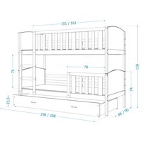 Detská poschodová posteľ s prístelkou TAMI Q - 200x90 cm - modro-biela