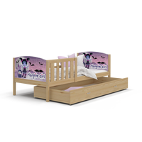 Detská posteľ so zásuvkou TAMI R - 190x80 cm - VAMPIRE GIRL - borovica