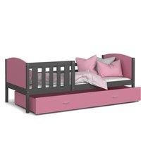 Detská posteľ so zásuvkou TAMI R - 160x80 cm - ružovo-šedá