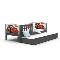 Detská posteľ s prístelkou TAMI R2 - 190x80 cm - BLESK MCQUEEN - šedá