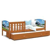 Detská posteľ s prístelkou TAMI R2 - 200x90 cm - POLÍCIA - dekor jelša