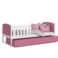 Detská posteľ so zásuvkou TAMI R - 190x80 cm - ružovo-biela